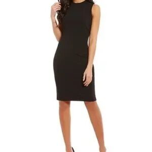 Ann Taylor Black Sleeveless Midi Sheath Dress
